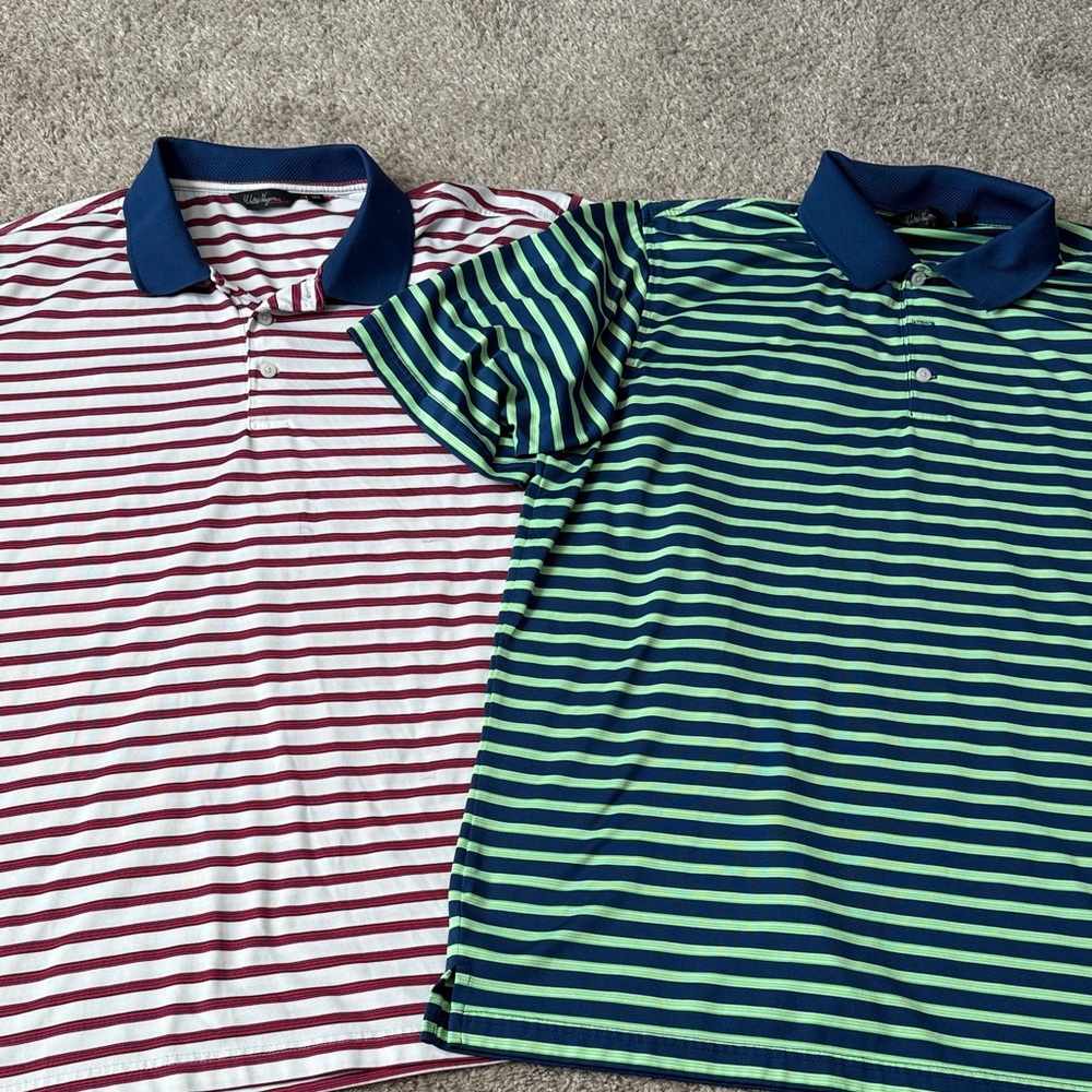 Walter Hagen Navy and Green Striped Polo Set